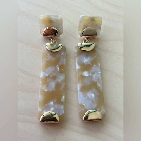Club Monaco Yellow White Marble Earrings - Picture 3 of 5
